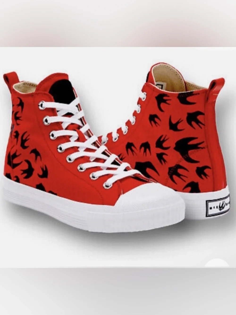 McQ Alexander McQueen Red Swallow High Top Sneaker Unisex 38 8 Womens